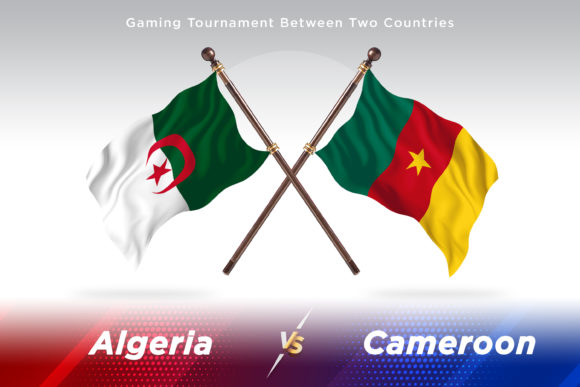 Algeria Versus Cameroon: A Creative Concept Illustration with Country Flags