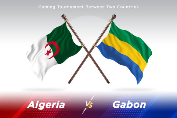 Algeria Versus Gabon Two Flags: A 3D Illustration for Creative and Professional Use
