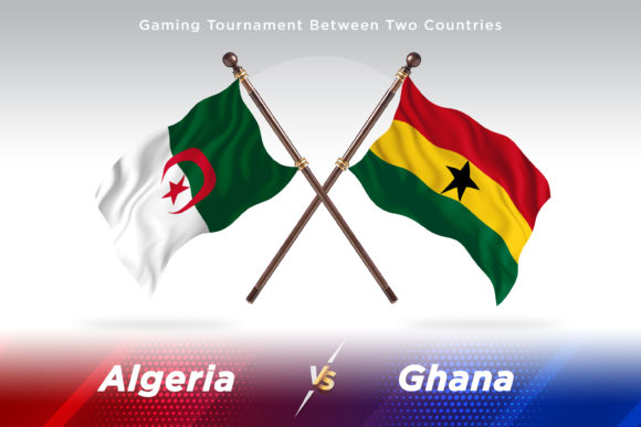Algeria Versus Ghana Two Flags Design Illustration