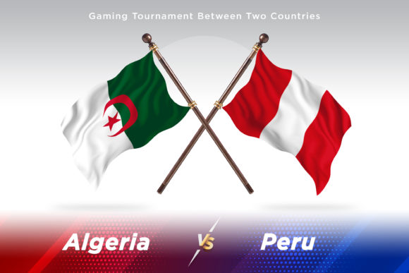Algeria Versus Peru Two Flags in Design and Conceptual Illustration