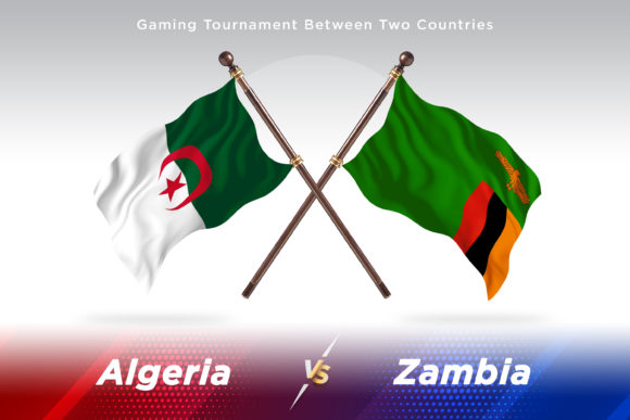 Algeria Versus Zambia: A Creative Concept Illustration with Country Flags